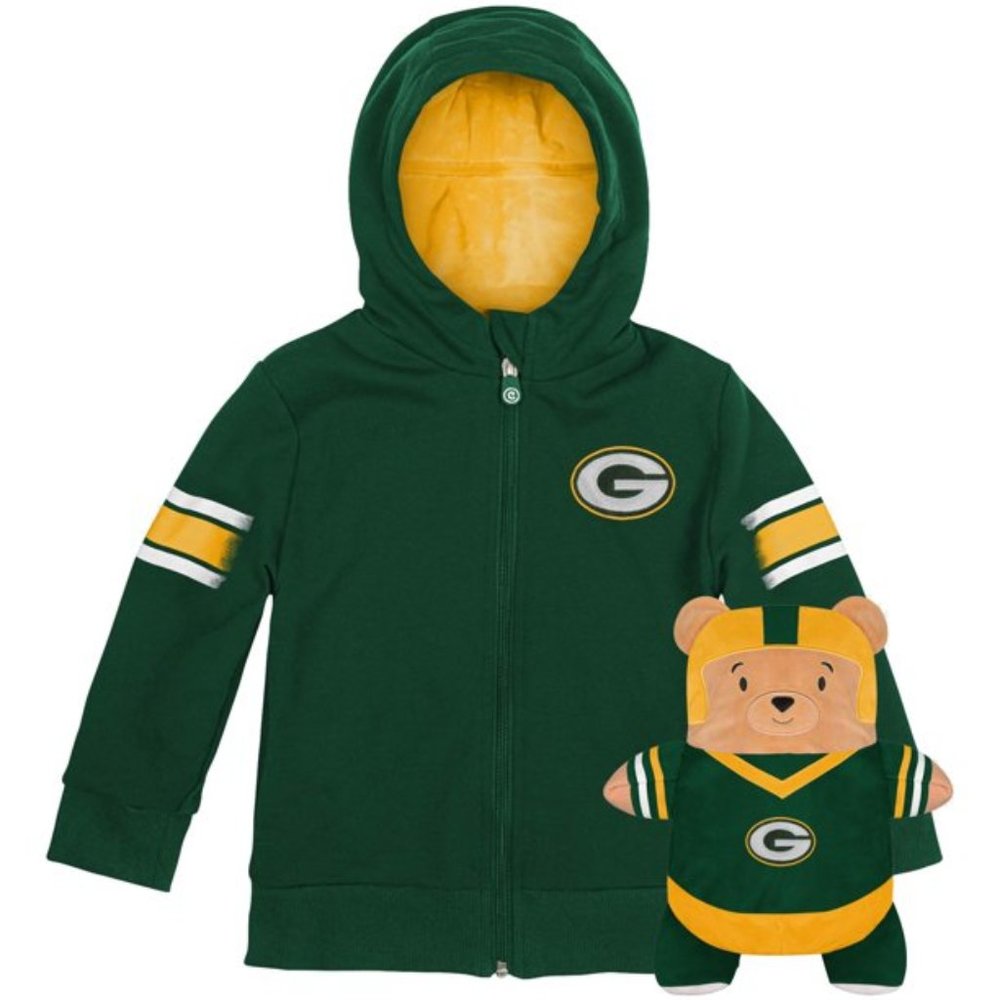 Green Bay Packers Cubcoats 2-in-1 Transforming Full-Zip Hoodie & Soft Plush Bear